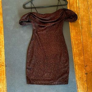 Windsor size s black and amber sparkle dress off the shoulder